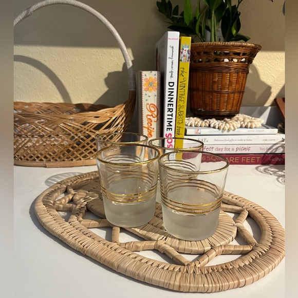 Set of 4 Federal Glass gold and frosted rocks glasses (set 2) - Picture 4 of 9